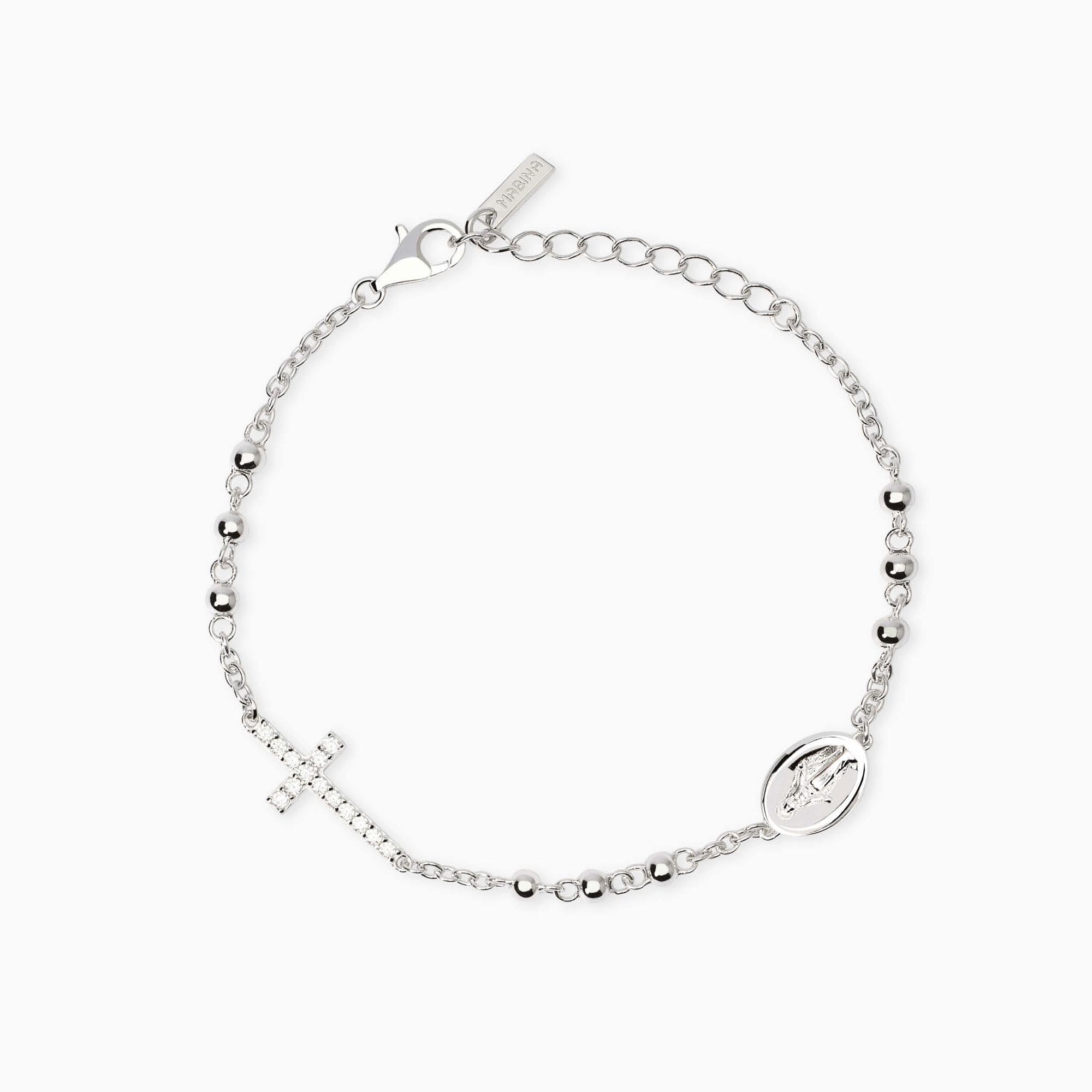 Bracciale con croce e Madonnina Rosario
