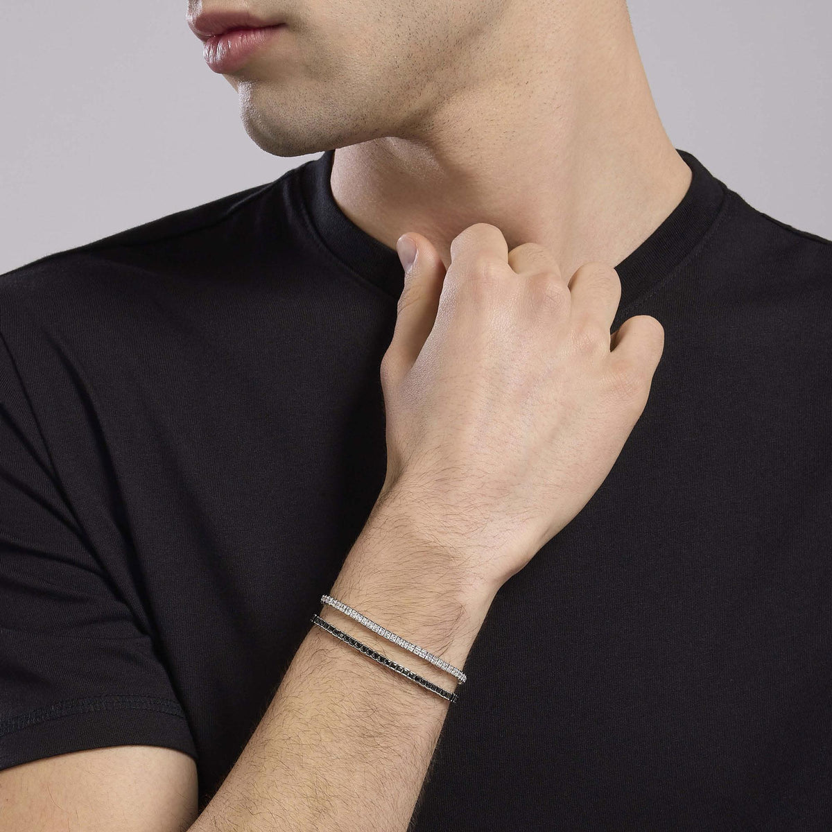 Bracciale tennis uomo con zirconi bianchi Tennis Club