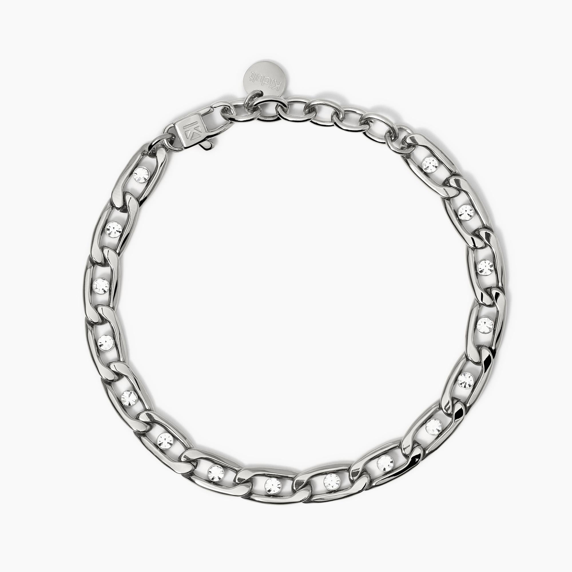 Bracciale con catena groumette e cristalli Style 06