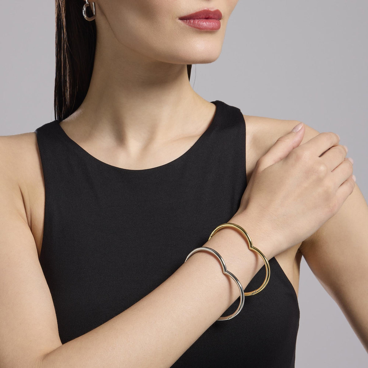 Bracciale rigido a cuore in acciaio dorato Style 15
