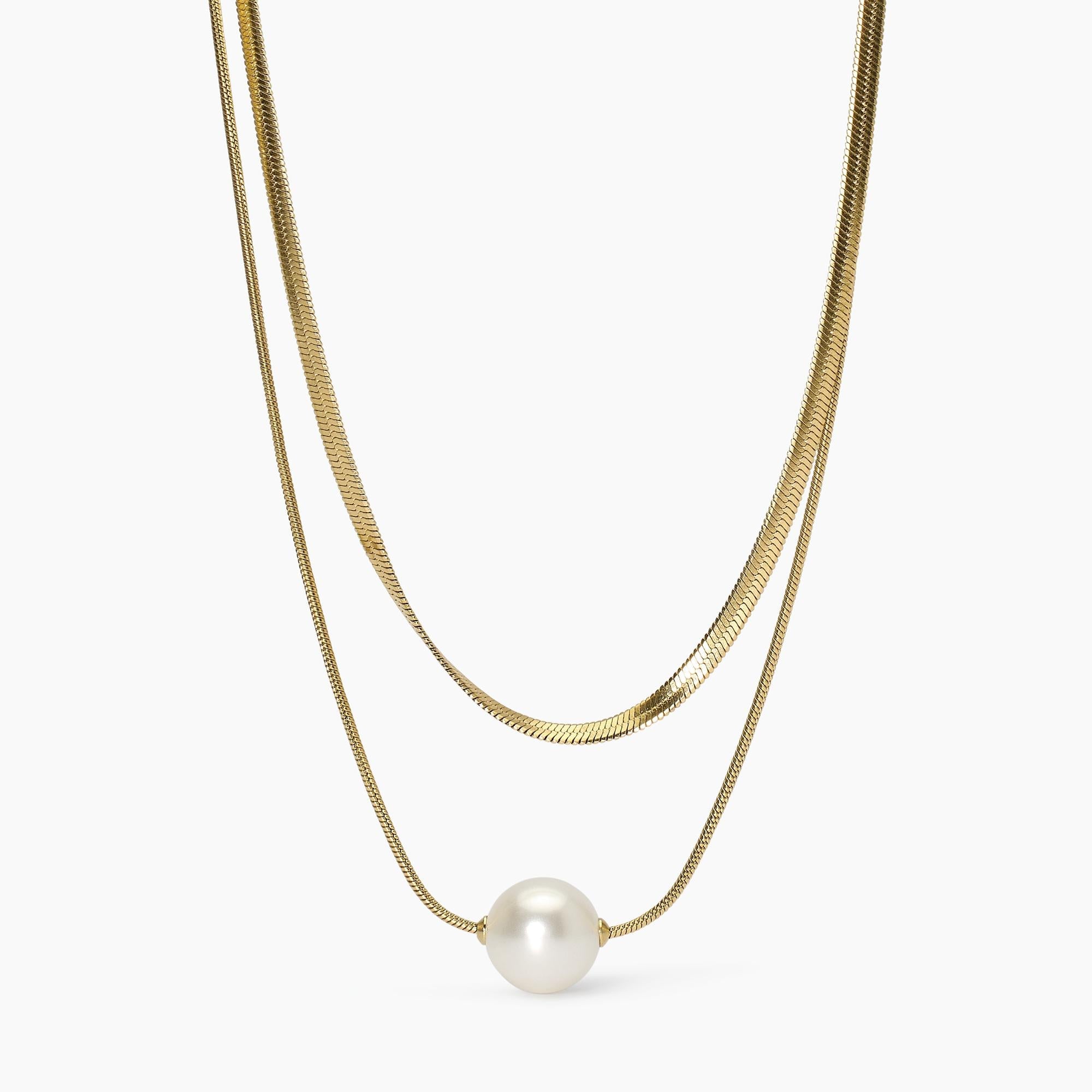 Girocollo dorato con doppia catena e perla conchiglia Style 14