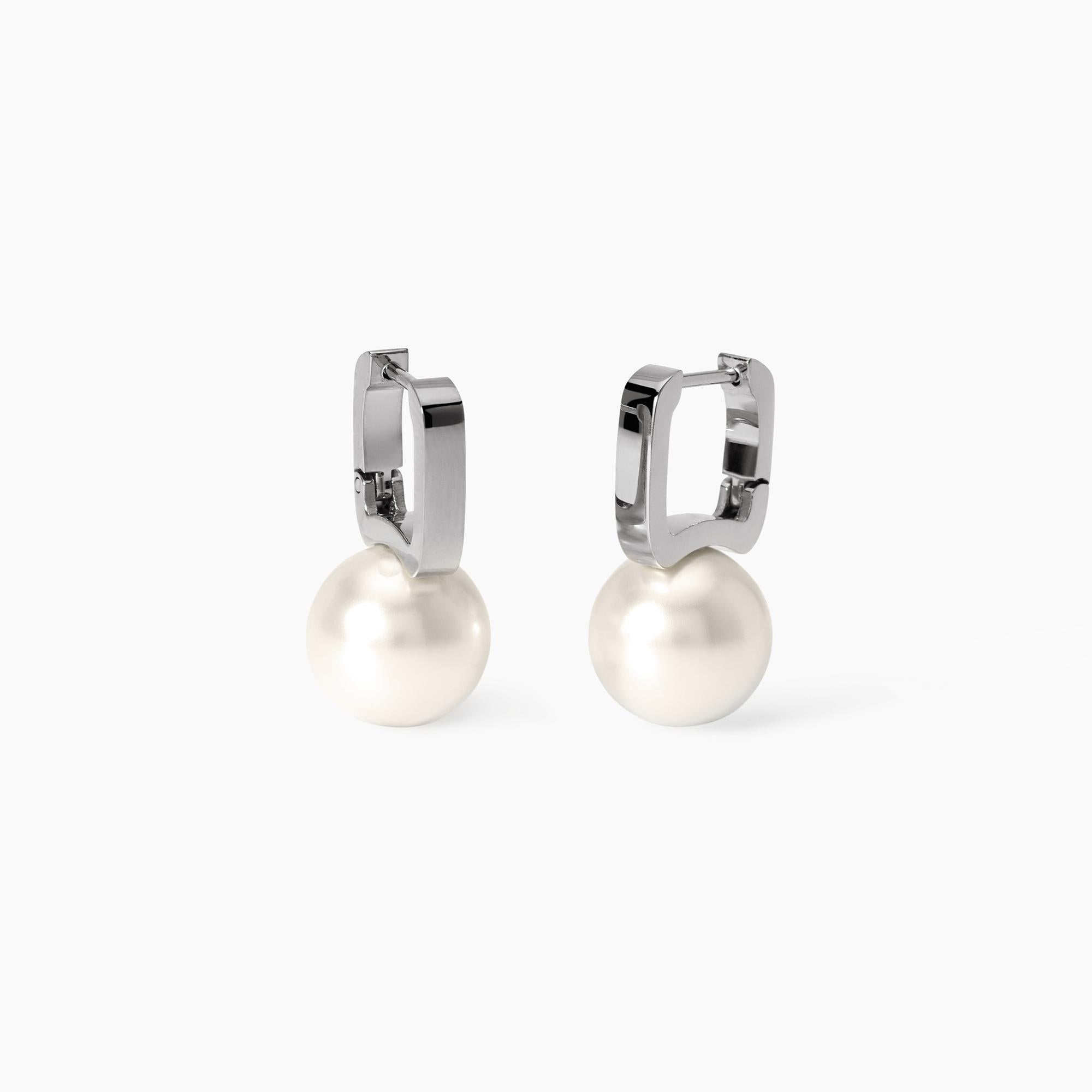 Orecchini in acciaio con perle conchiglia Style 14