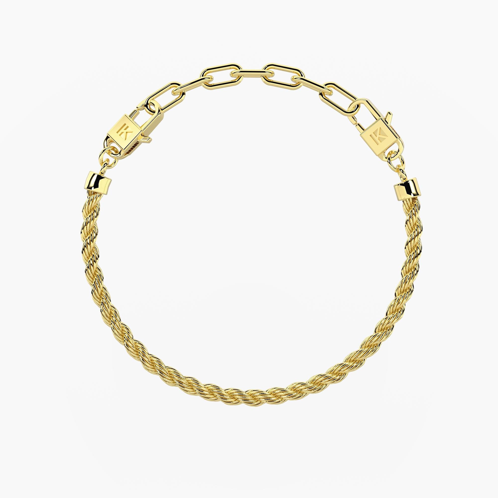 Bracciale componibile dorato con catena corda Hip hop
