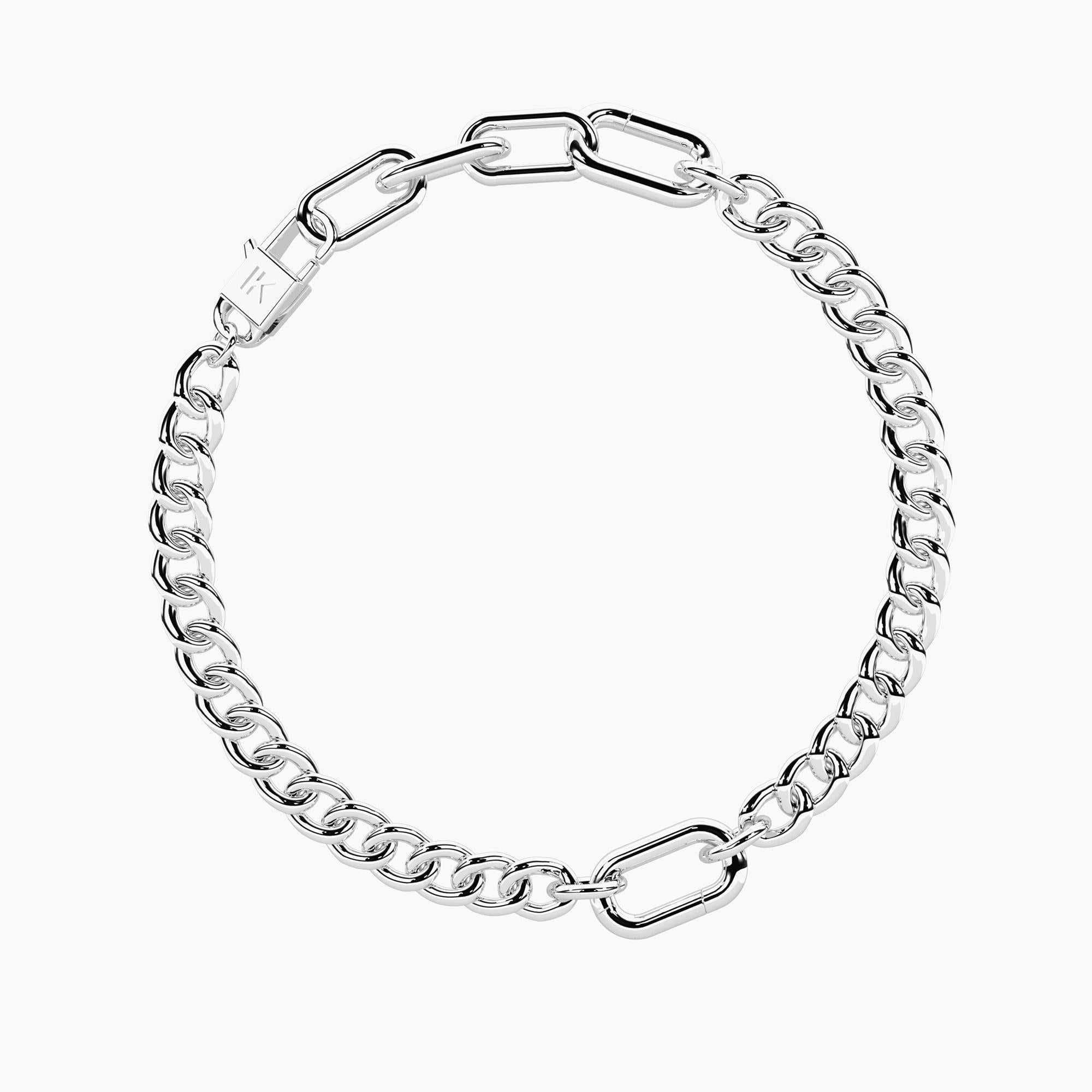 Bracciale componibile catena maglia allungata e groumette Cubano
