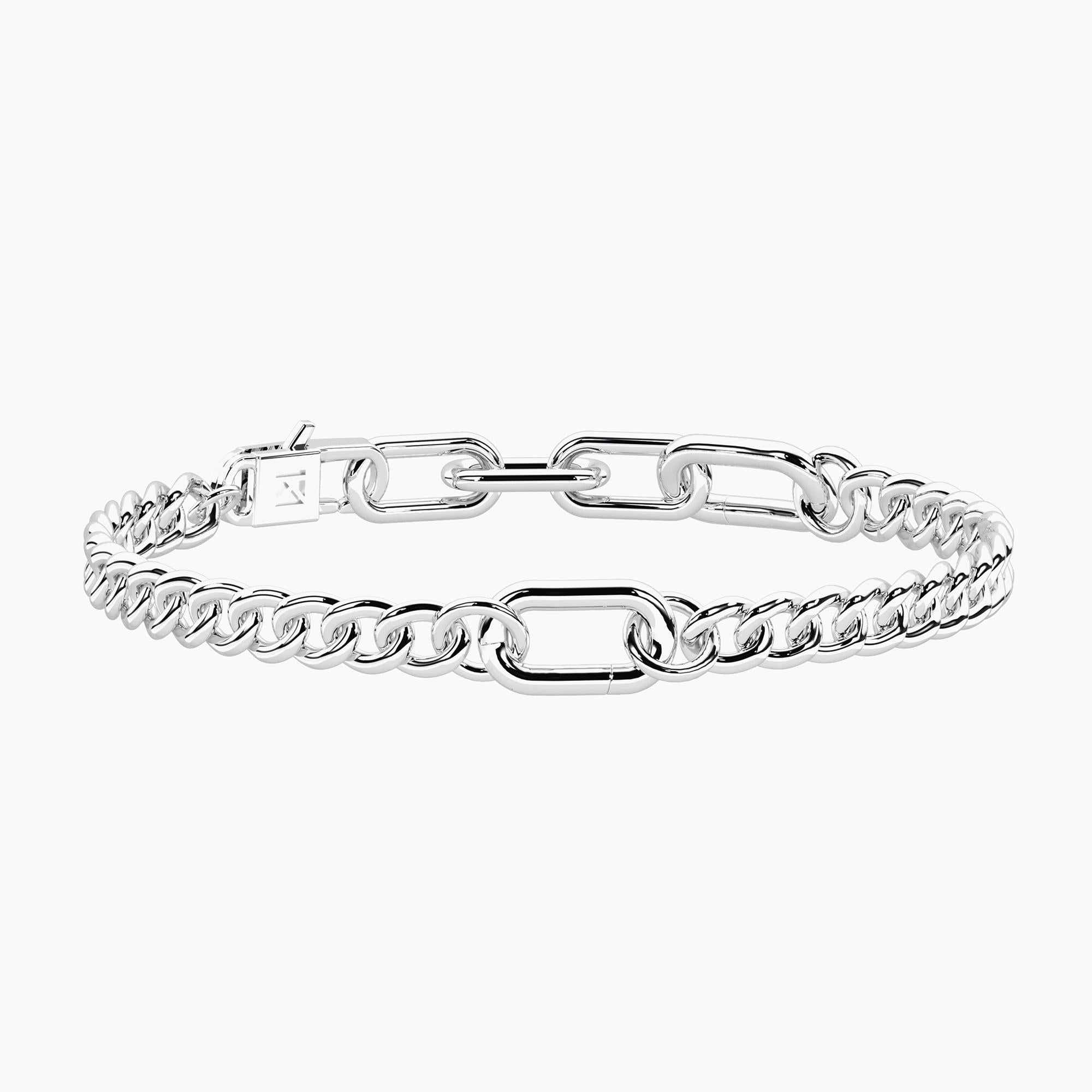 Bracciale componibile catena maglia allungata e groumette Cubano