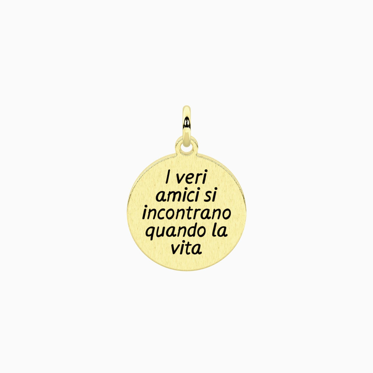 Ciondolo dorato con frase sull'amicizia Veri amici