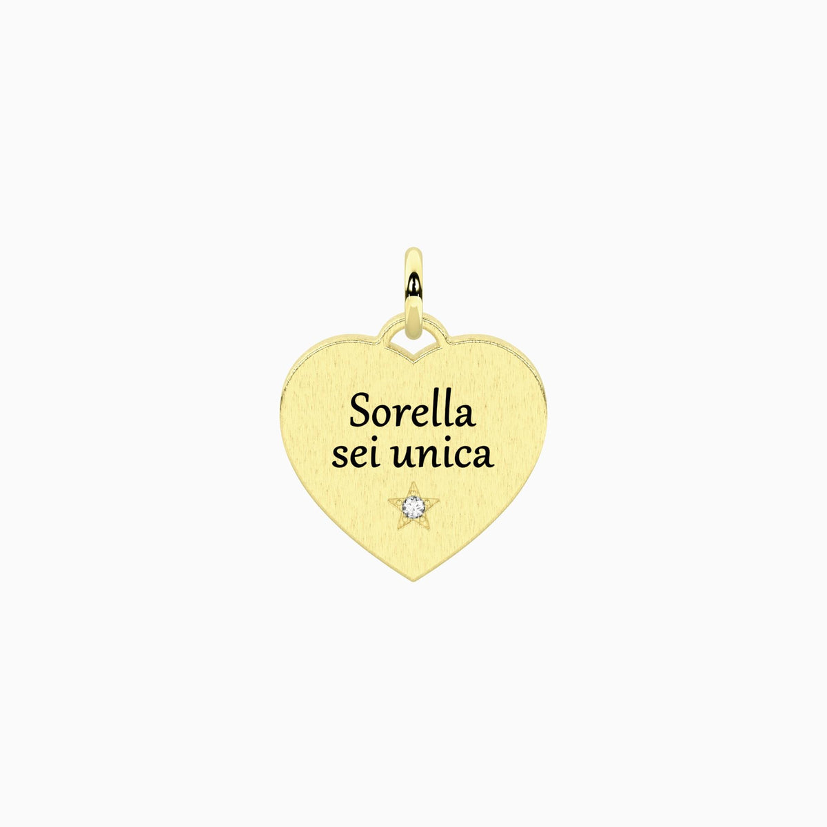 Ciondolo dorato a cuore con frase per la sorella Sorella sei unica