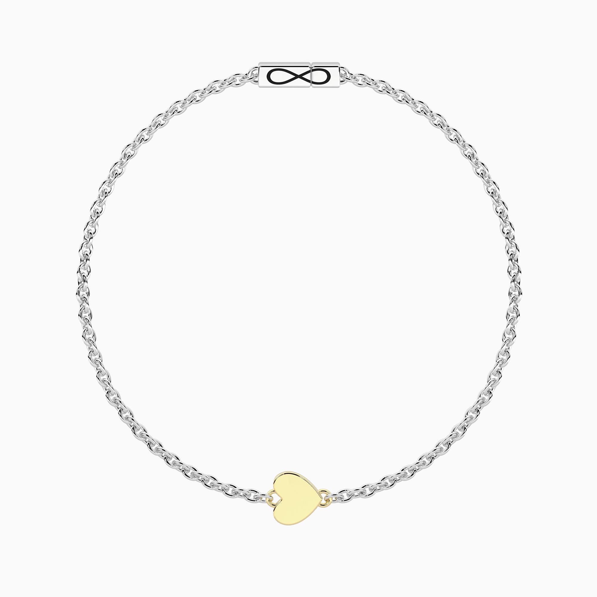 Bracciale con cuore in oro 9kt e chiusura non-reversibile Cuore