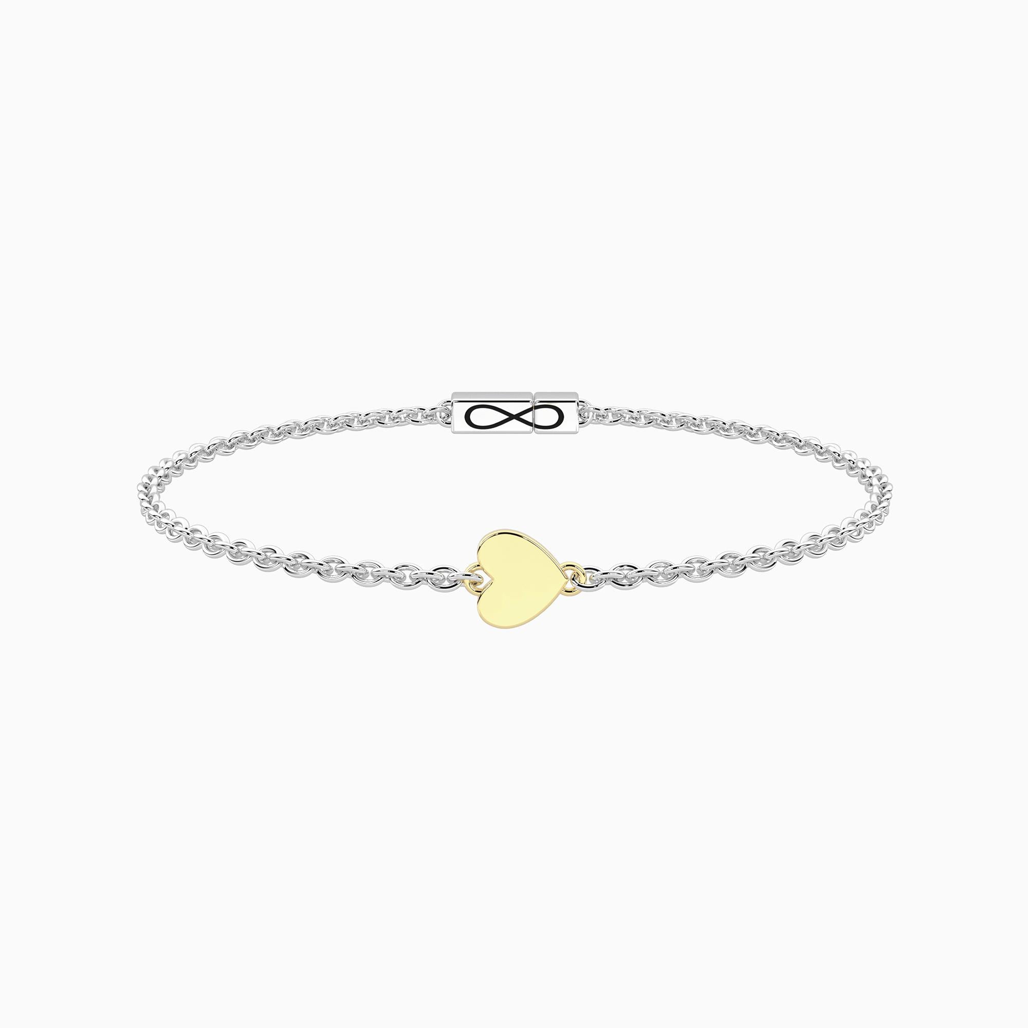 Bracciale con cuore in oro 9kt e chiusura non-reversibile Cuore