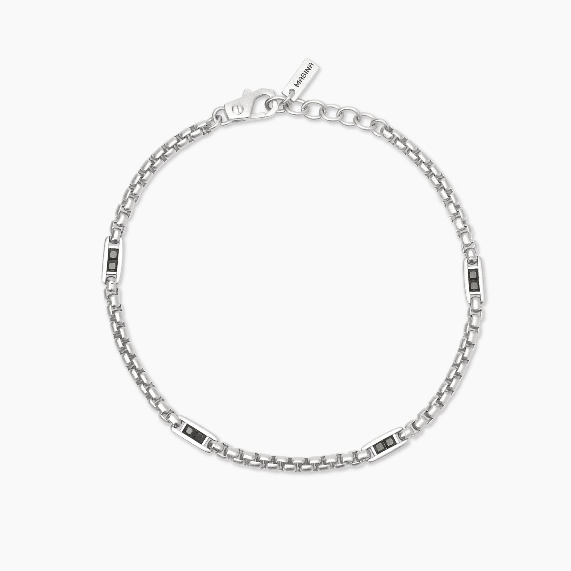 Bracciale con catena veneta e inserti neri Race