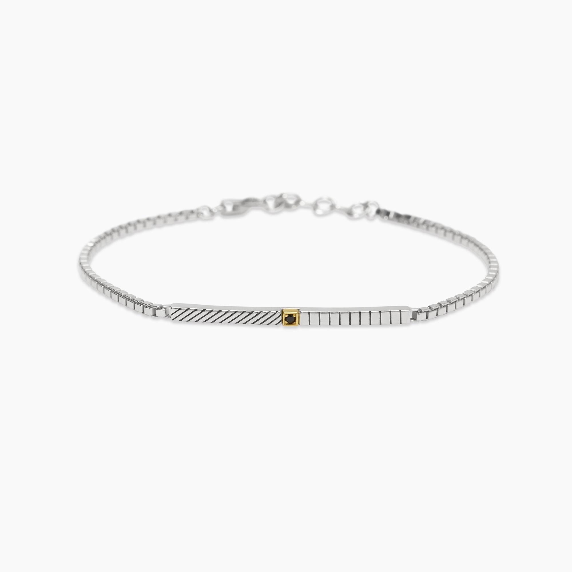 Bracciale con catena veneta e piastra Geometrico