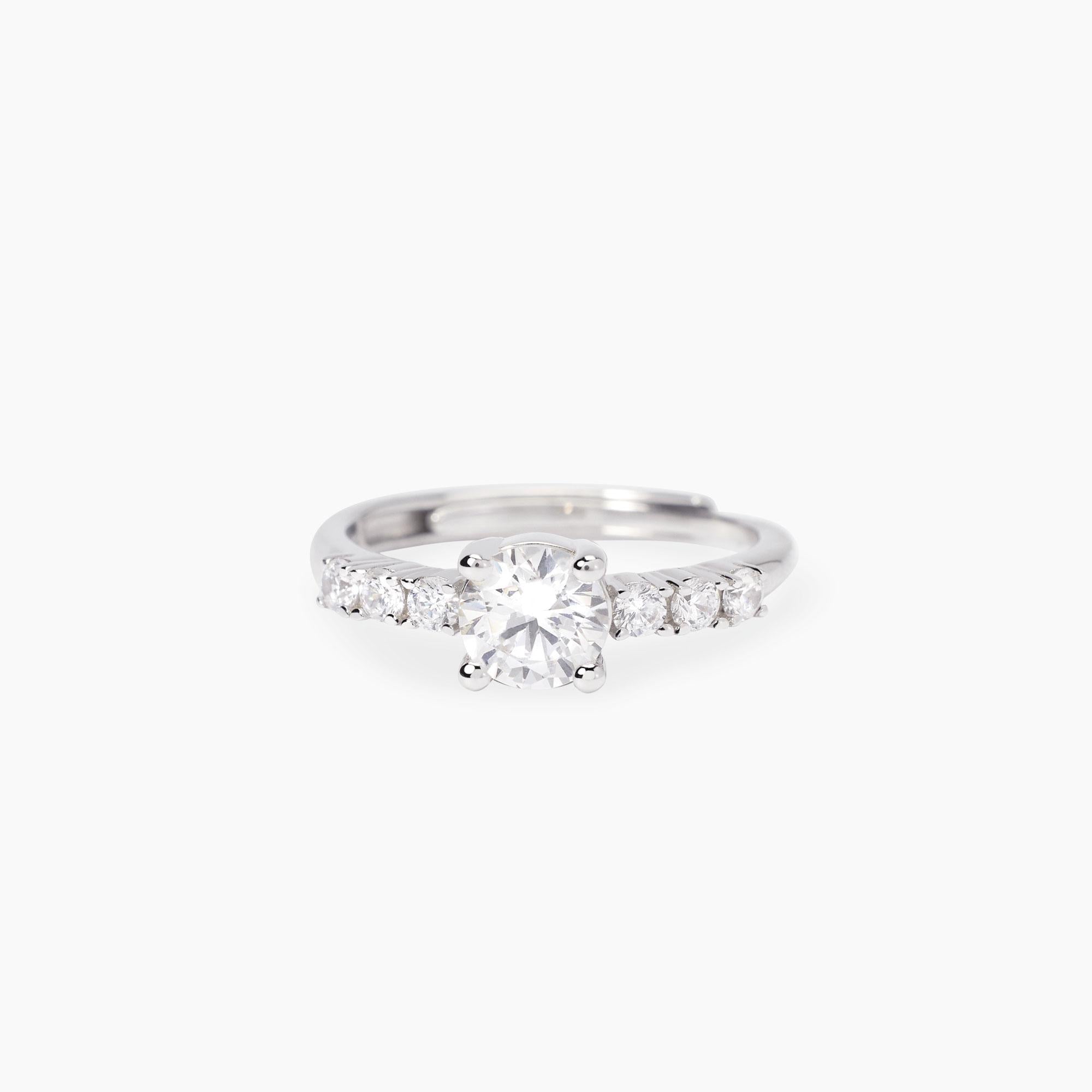 Anello regolabile in zirconi bianchi DIMMI DI SÌ