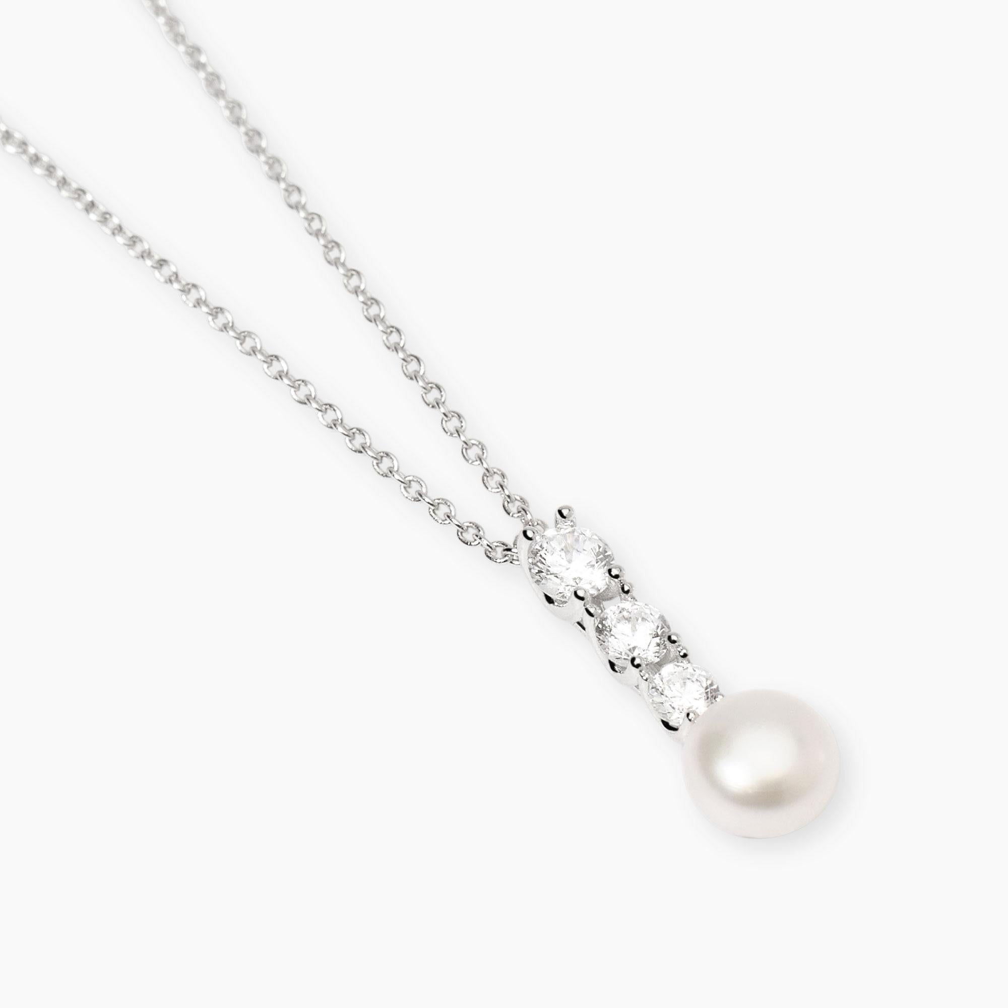 Girocollo con zirconi e perla coltivata JULIETTE