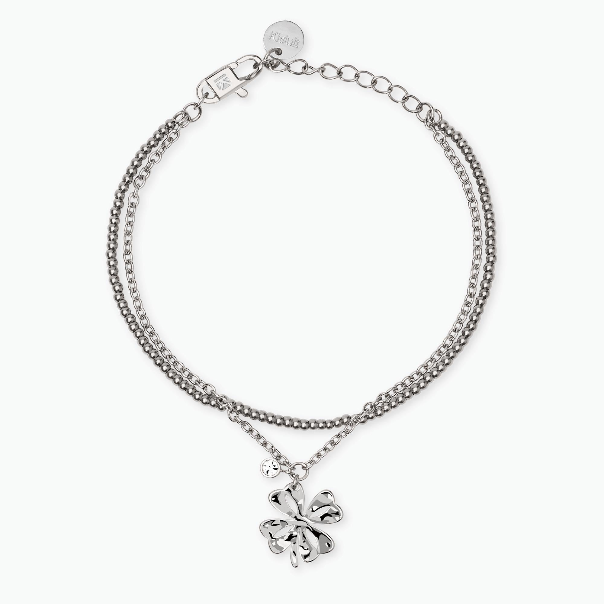 Bracciale a catene con quadrifoglio e cristallo Style 57