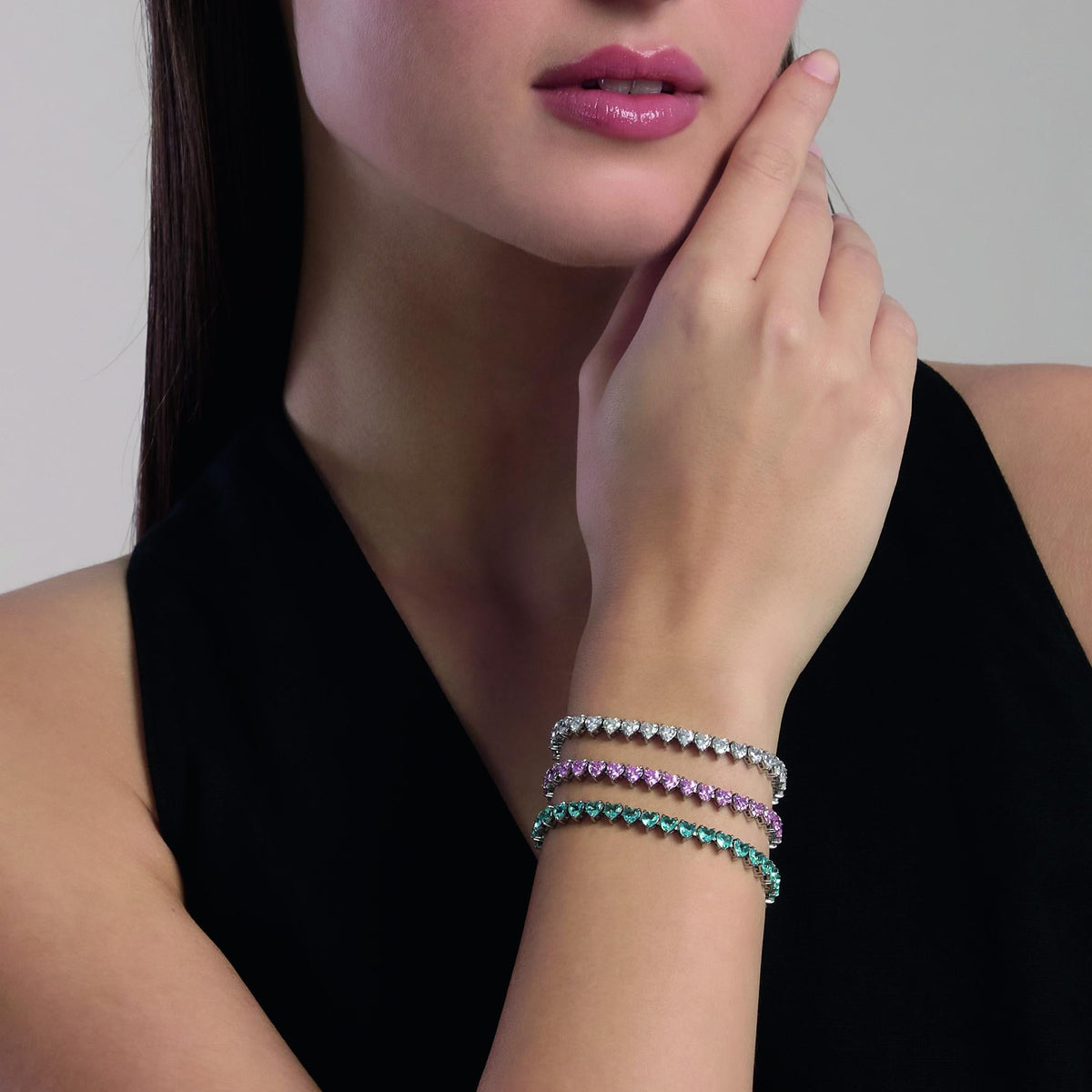 Bracciale tennis cuore con zirconi bianchi Style 60