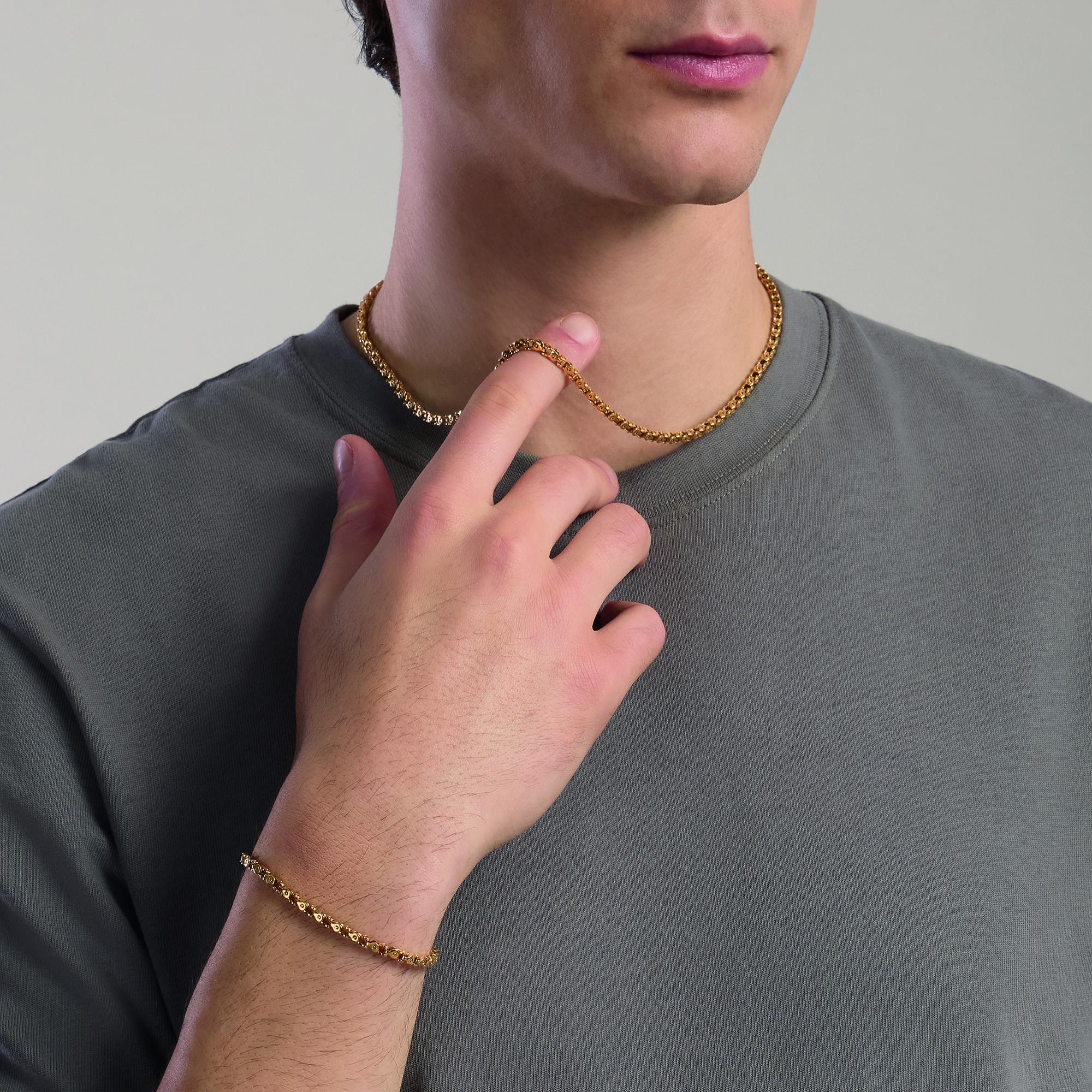 Bracciale uomo in acciaio dorato con catena fancy Style 35
