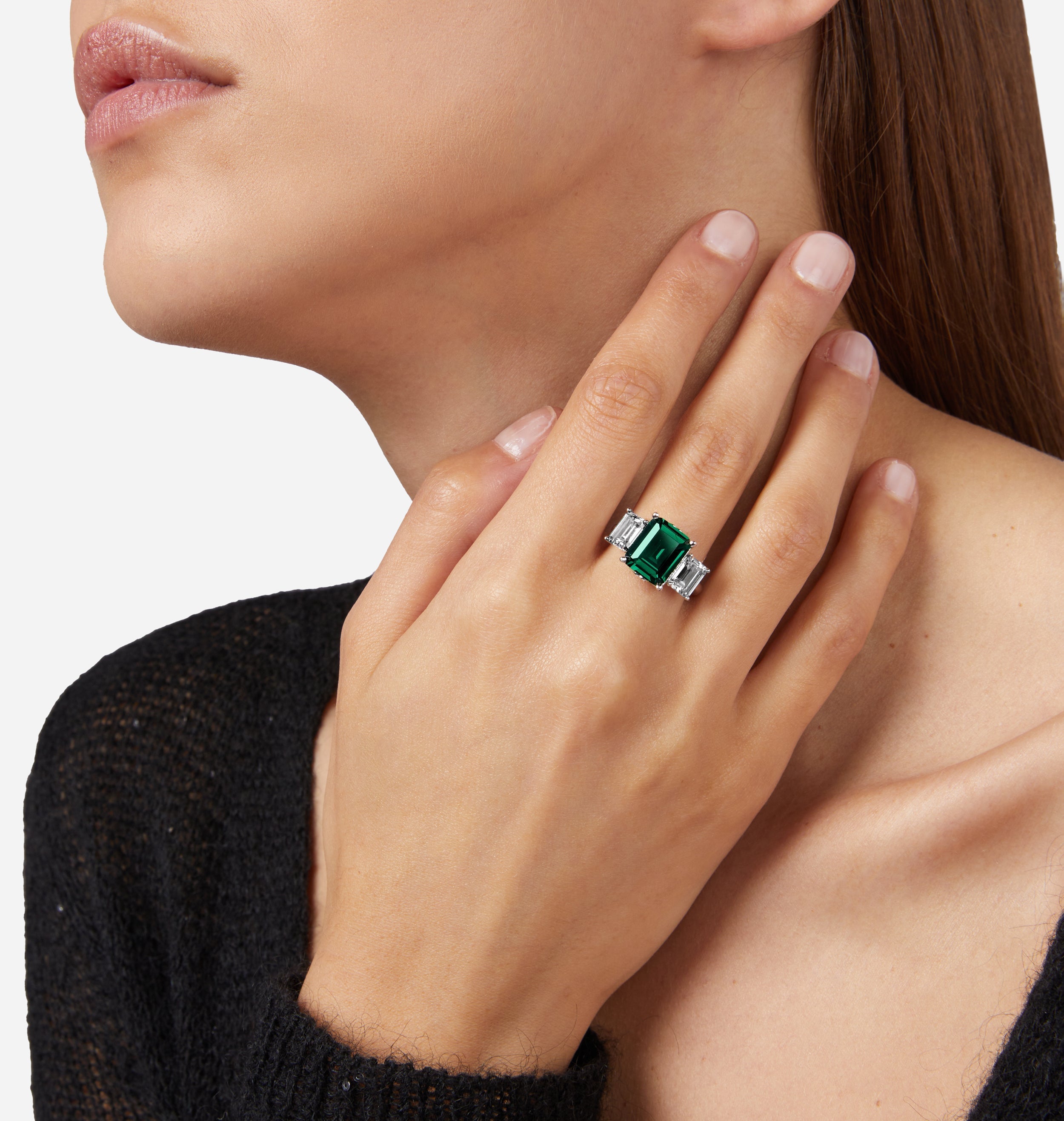 Anello trilogy Emerald - Gioielleria Fondente