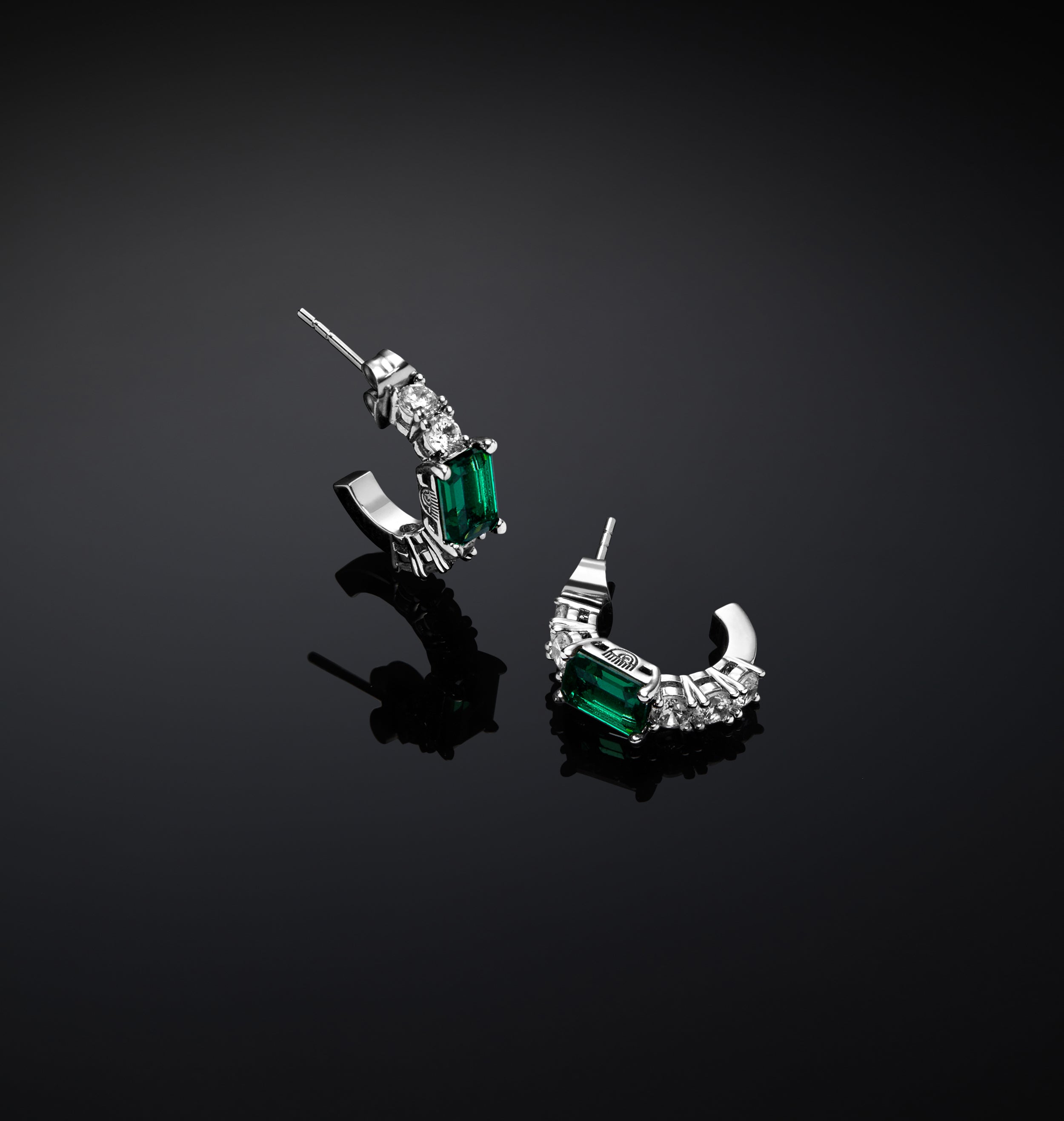 Orecchini a cerchio Emerald small - Gioielleria Fondente