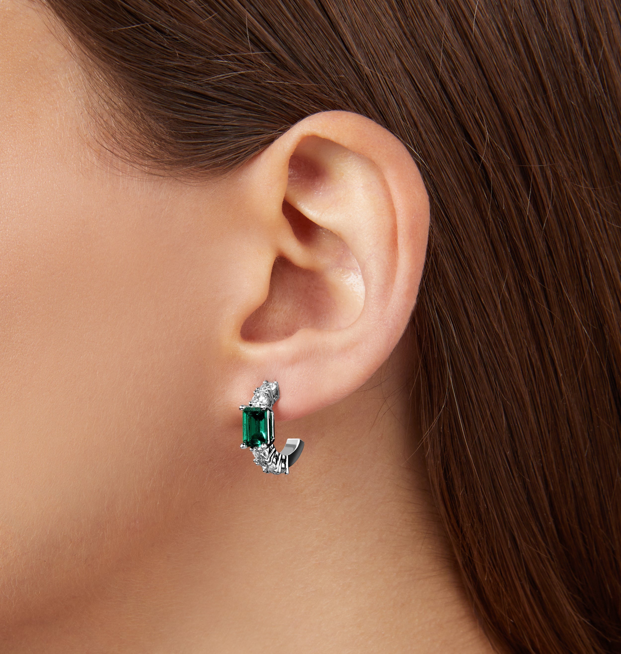 Orecchini a cerchio Emerald small - Gioielleria Fondente