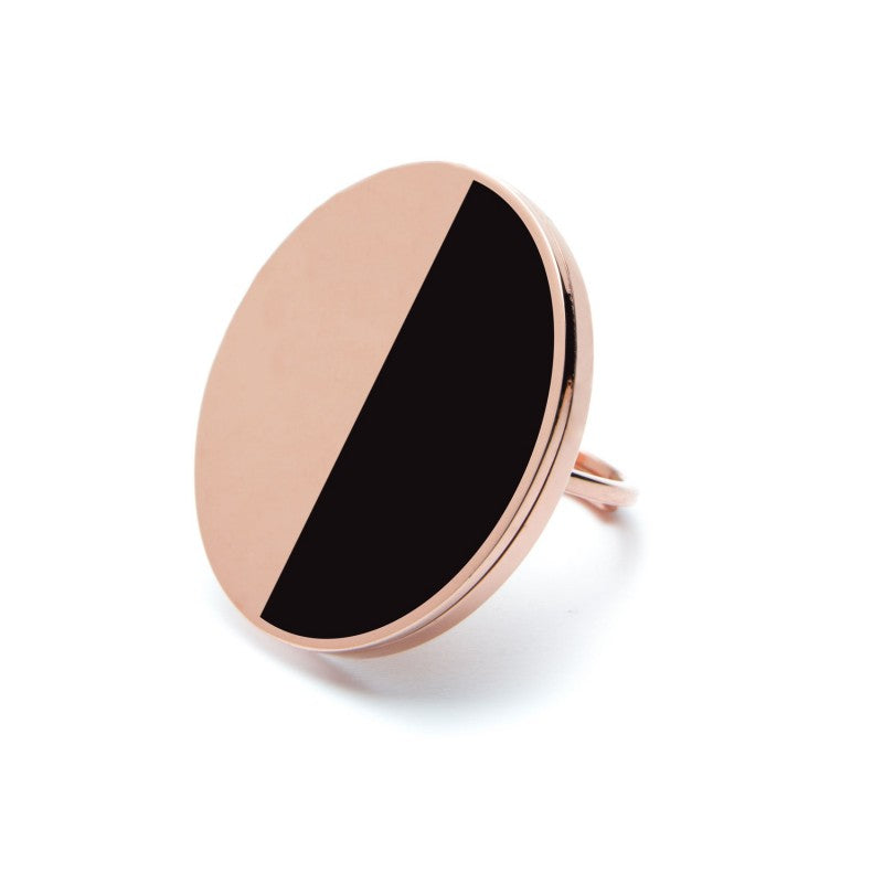 2an0039r-nr Anello rosè con acrilico nero