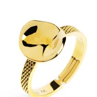 Anello con bottone martellato