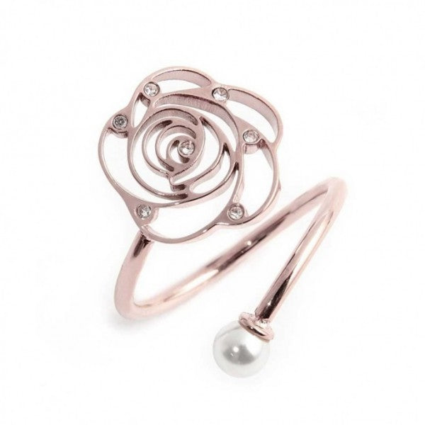 15an013rw Anello con rosa e perla