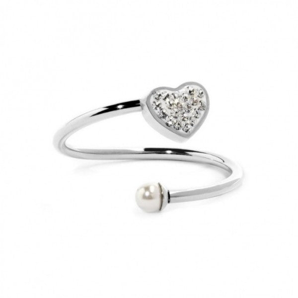 15AN011W-M ANELLO CUORE CON CRISTALLI E PERLA