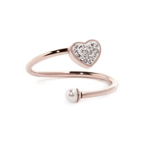 15AN011RW-S ANELLO CUORE CON CRISTALLI E PERLA