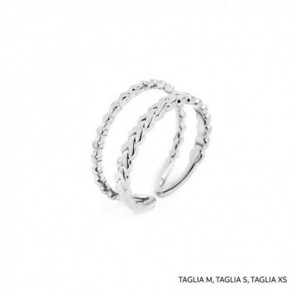 18an103 Anello doppia fascia chevron e puntinata