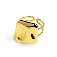 Anello doppia fascia con quadrato irregolare martellato