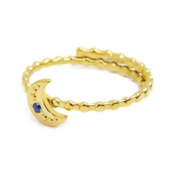 18AN110G ANELLO LUNA CON ZIRCONE BLU