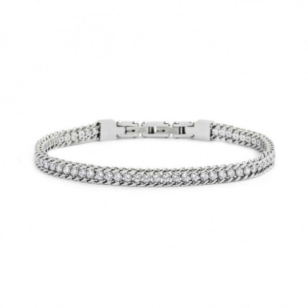 31BR0002W-L BRACCIALE TENNIS ZIRCONI BIANCHI 2.5MM CON CATENA GRUMETTA