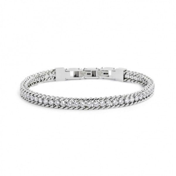 31BR0001W-L BRACCIALE TENNIS ZIRCONI BIANCHI 3MM CON CATENA GRUMETTA 