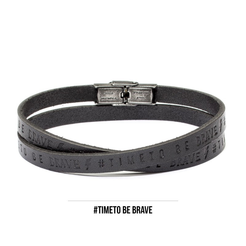 18br118 Bracciale 2 giri pelle be brave