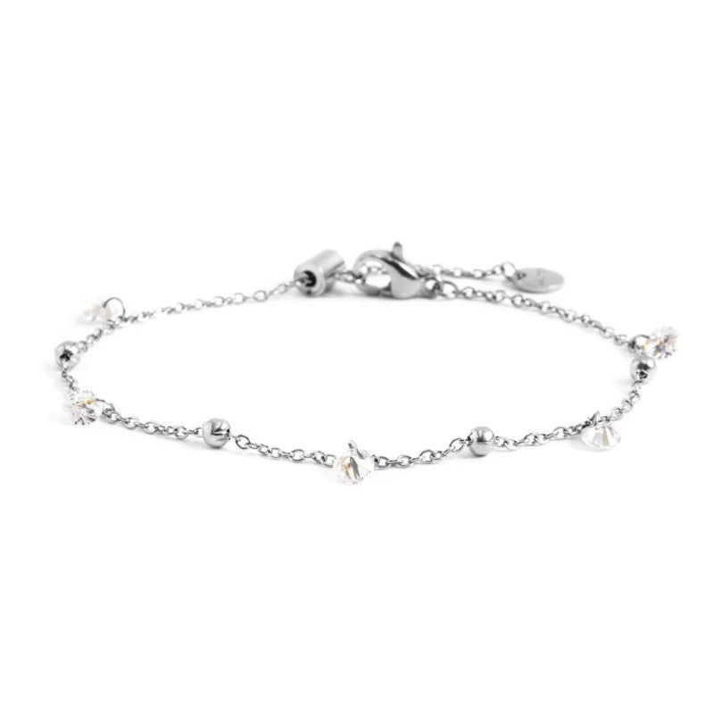 2br0061-w Bracciale con cristalli bianchi e sfere