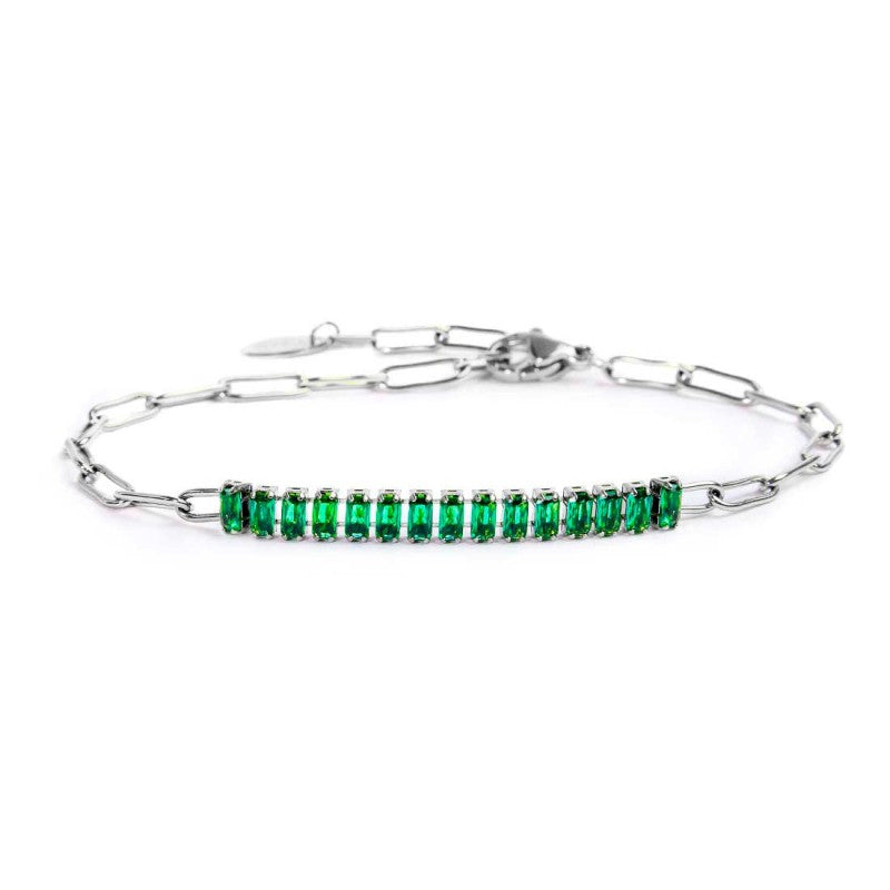 Bracciale catena con tennis cristalli baguette centrali - Gioielleria Fondente