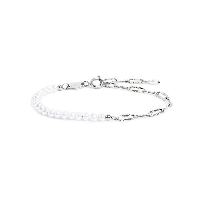 Bracciale catena figaro e perle irregolari