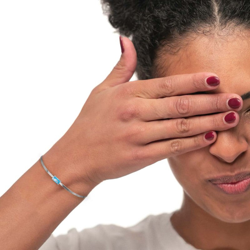 Bracciale catena snake con zircone baguette - Gioielleria Fondente