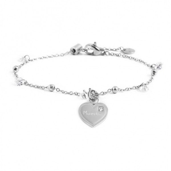 15BR081-W BRACCIALE CON PENDENTE CUORE MAESTRA