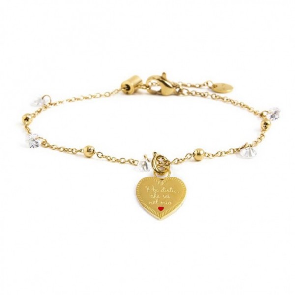 BRACCIALE CON PENDENTE CUORE MAESTRA - Gioielleria Fondente