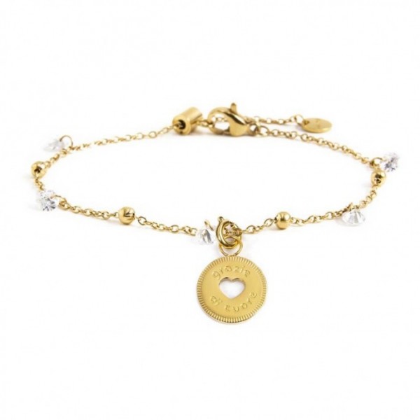 15BR083G-W BRACCIALE CON PENDENTE GRAZIE DI CUORE