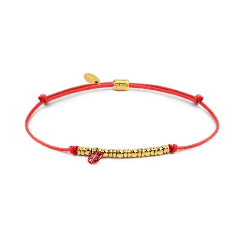 Bracciale cordino con elementi acciaio e zircone pendente
