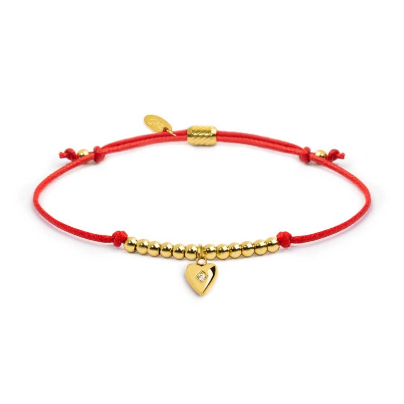 Bracciale cordino con pendente cuore con zircone