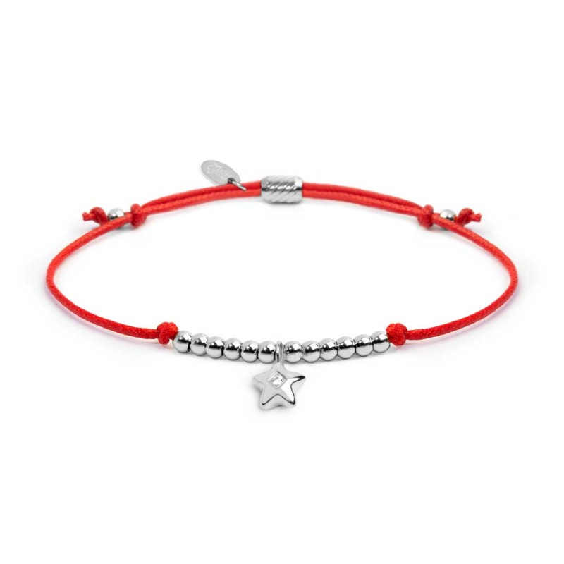 Bracciale cordino con pendente stella con zircone