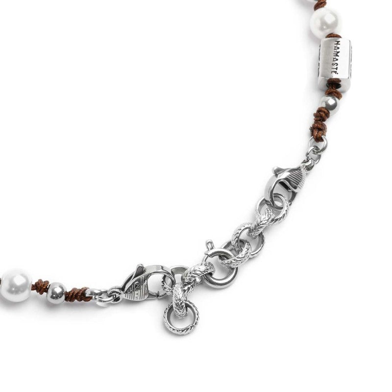 Bracciale cordino marrone con perle 6mm - Gioielleria Fondente
