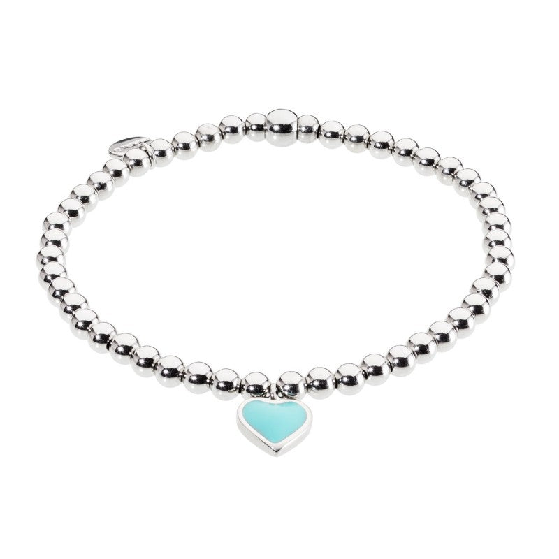 18br045t Bracciale elastico con sfere e cuore smaltato