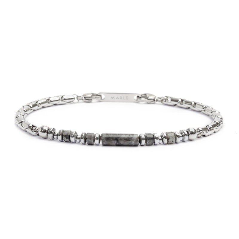 Bracciale elementi in pietra ed elementi in ematite catena box - Gioielleria Fondente