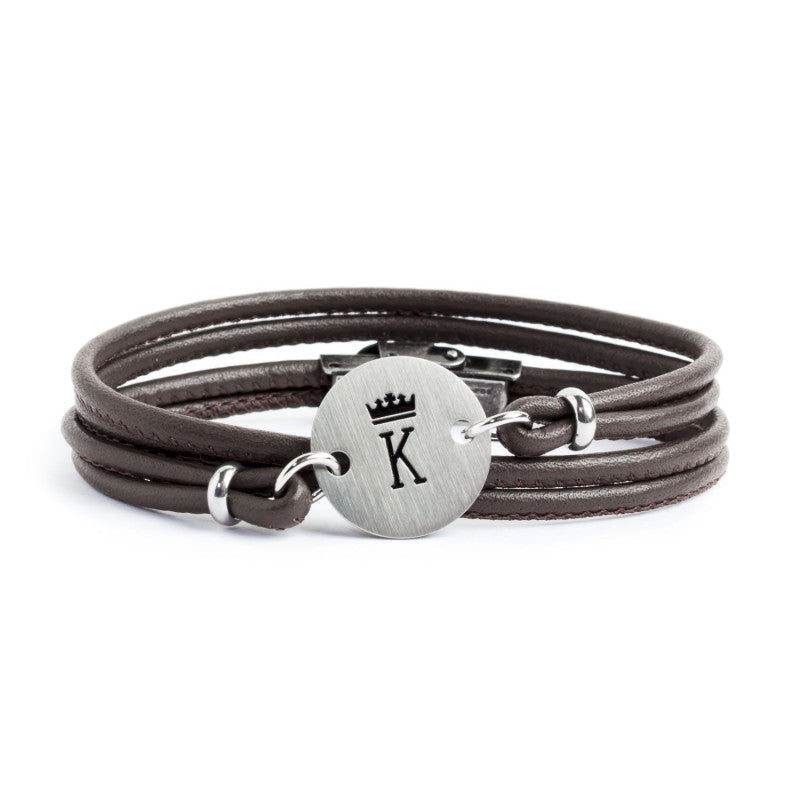 18br132m Bracciale in pelle targa lettera k