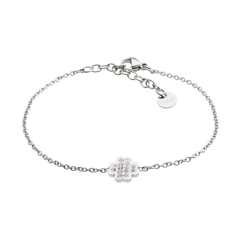 18br053 Bracciale quadrifoglio con strass