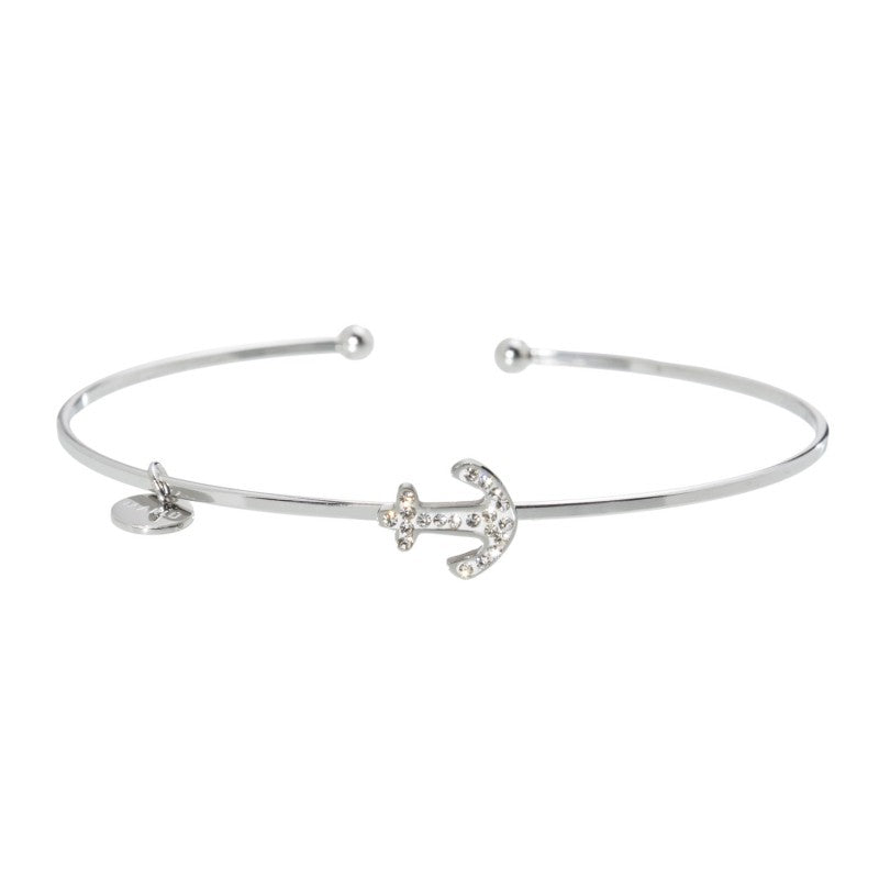 18br098 Bracciale rigido ancora con strass
